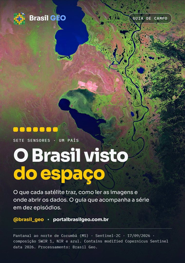 Capa do guia de campo O Brasil visto do espaço, com o Pantanal visto pelo Sentinel-2